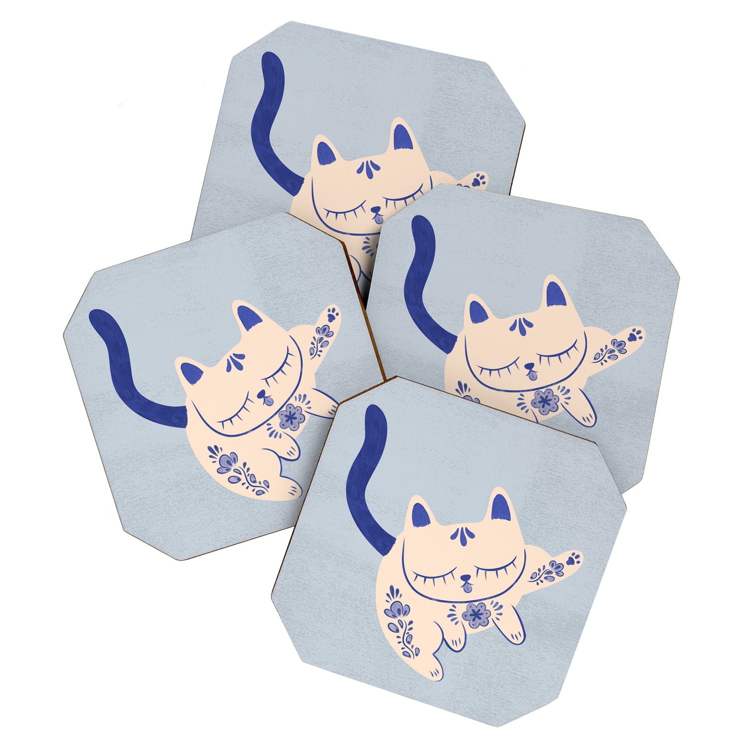 Purrcelin Cat Butt - Delft Porcelain Kitty Coaster Gallery Image 1
