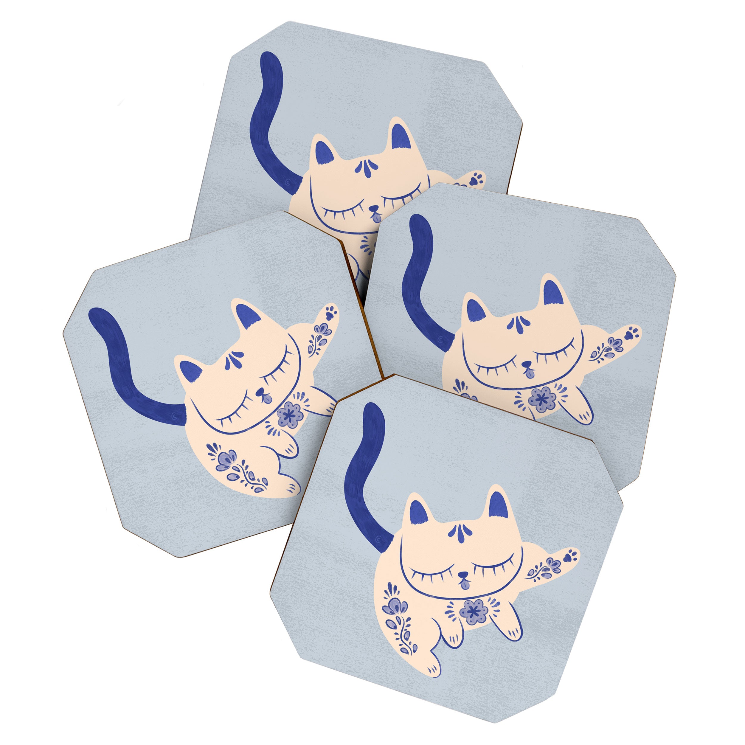 Purrcelin Cat Butt - Delft Porcelain Kitty Coaster Gallery Image 1