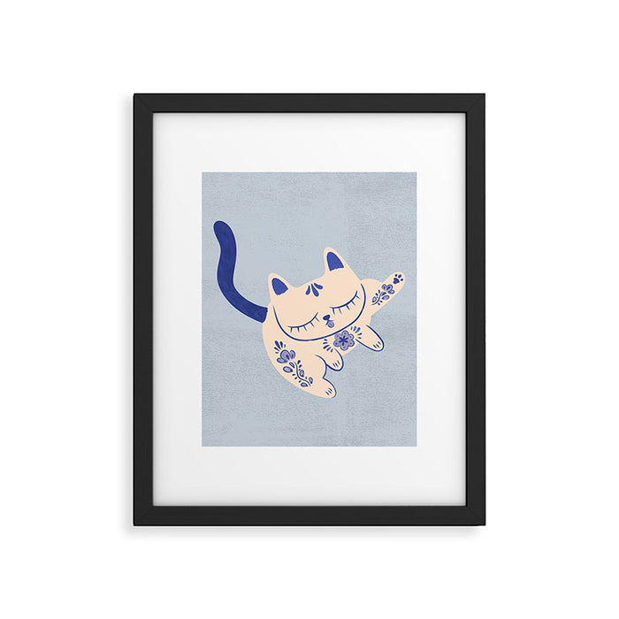 Purrcelin Cat Butt - Delft Porcelain Kitty Framed Art Print Gallery Image 1