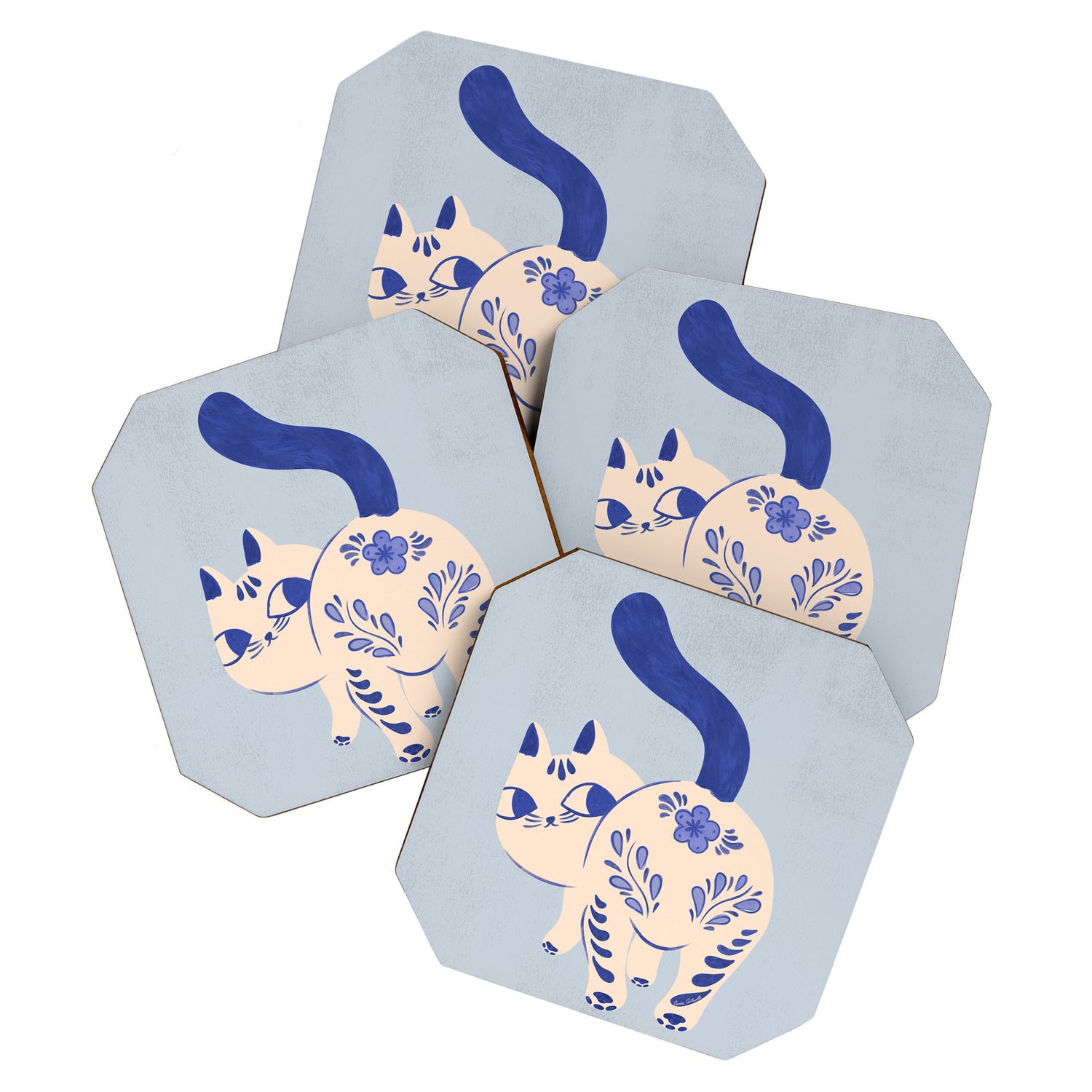 Purrcelin Cat - Pretty Delft Porcelain Kitty Coaster Gallery Image 1