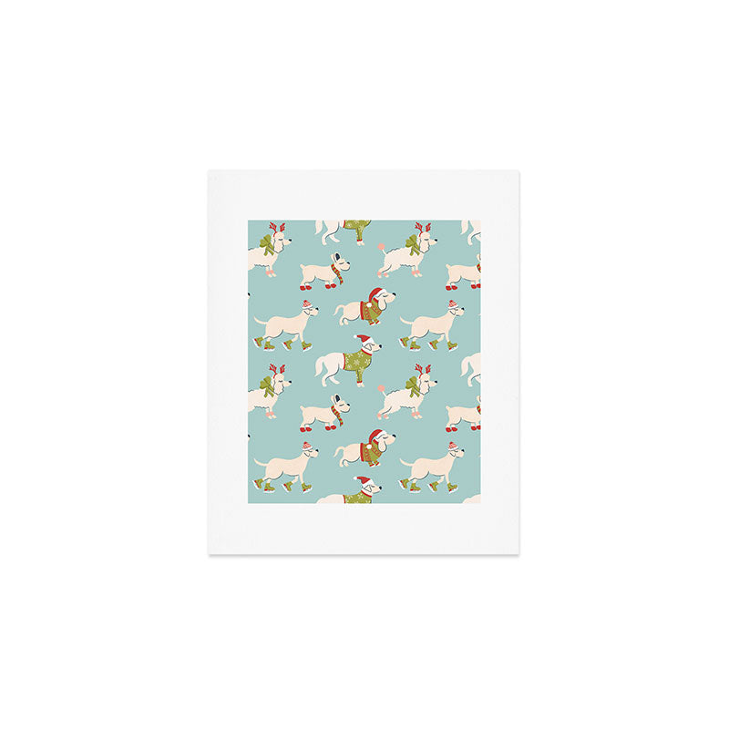 Retro Christmas - Winter Dogs Art Print Gallery Image 1