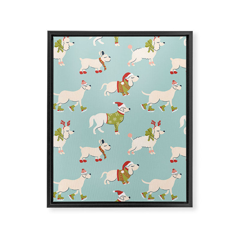 Retro Christmas - Winter Dogs Framed Canvas Print Gallery Image 8