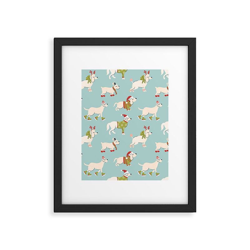Retro Christmas - Winter Dogs Framed Art Print Gallery Image 6