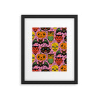 Retro Halloween in Pink - Skull Black Cat Devil Pumpkin Bat Owl Motifs Framed Art Print Gallery Image 6