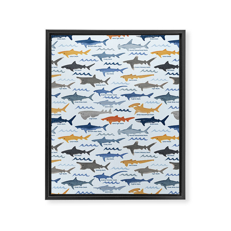 Shark Species Identification Chart Framed Canvas Print Gallery Image 8