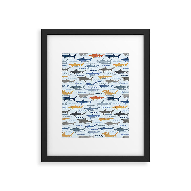 Shark Species Identification Chart Framed Art Print Gallery Image 6
