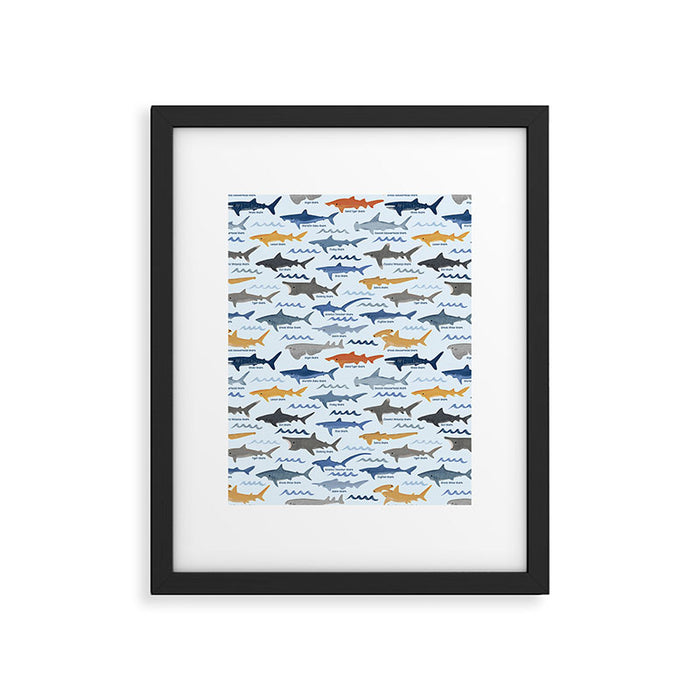 Shark Species Identification Chart Framed Art Print Gallery Image 1