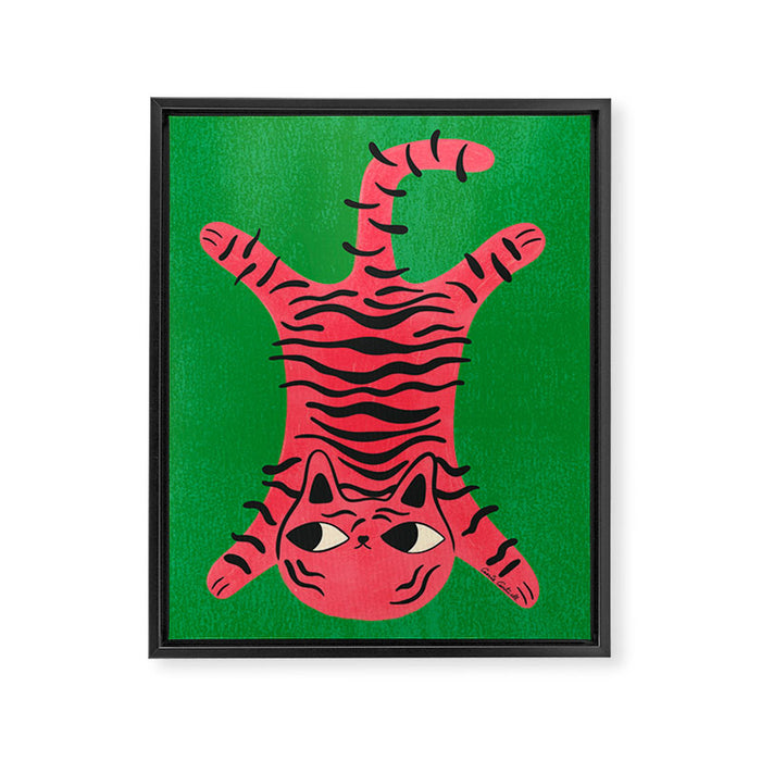 Silly Cat Rug Framed Canvas Print Gallery Image 1