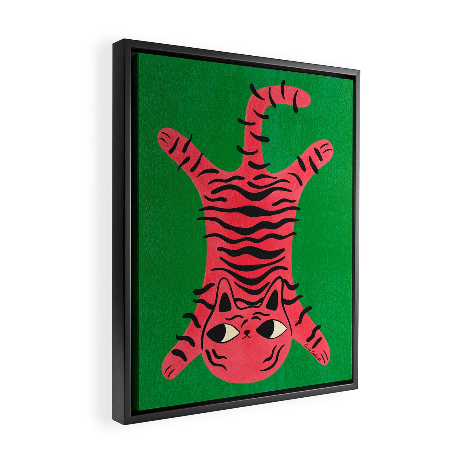Silly Cat Rug Framed Canvas Print Gallery Image 2