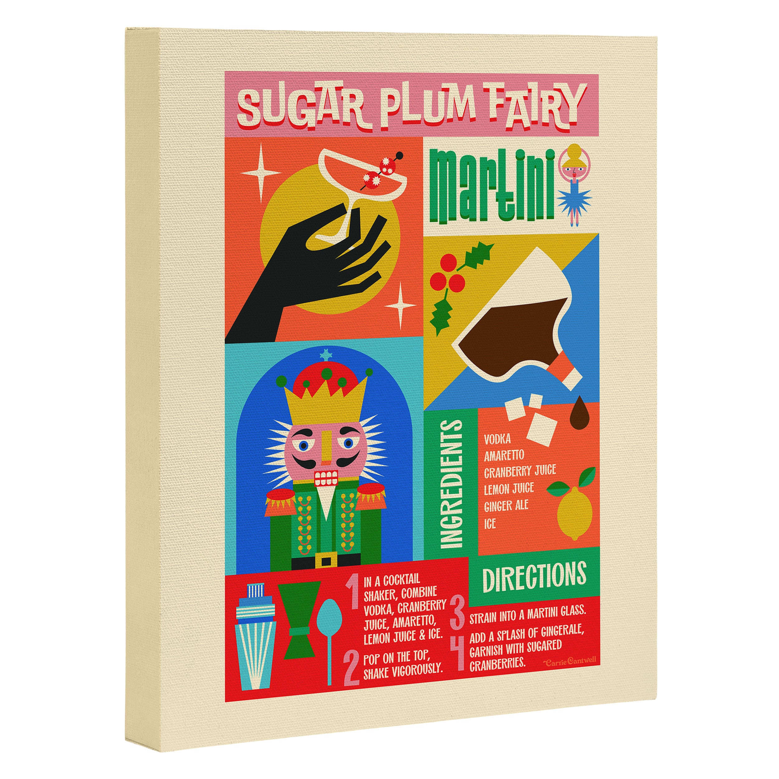 Sugar Plum Fairy Martini Holiday Cocktail Recipe Canvas Print Gallery Image 3