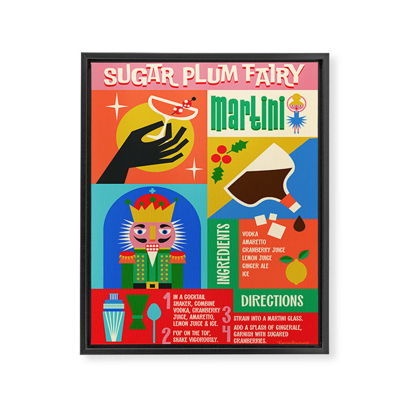 Sugar Plum Fairy Martini Holiday Cocktail Recipe Framed Canvas Print Gallery Image 6