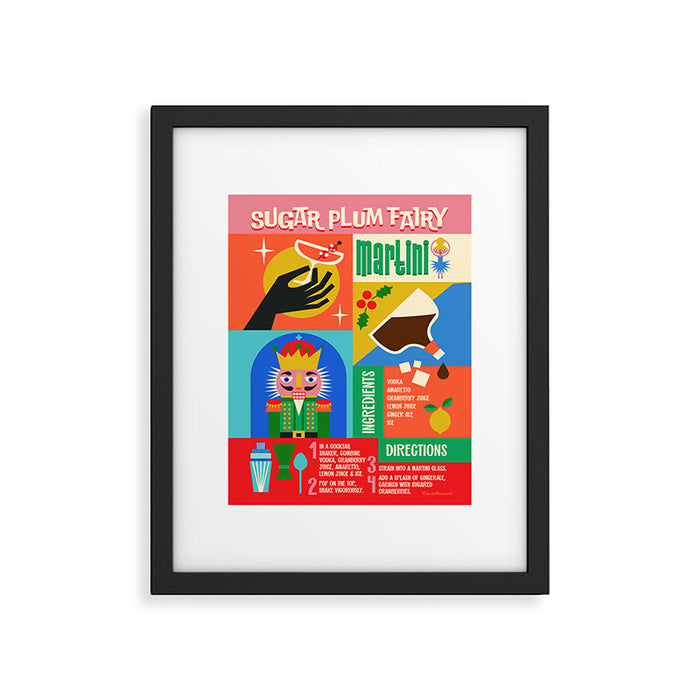 Sugar Plum Fairy Martini Holiday Cocktail Recipe Framed Art Print Gallery Image 1