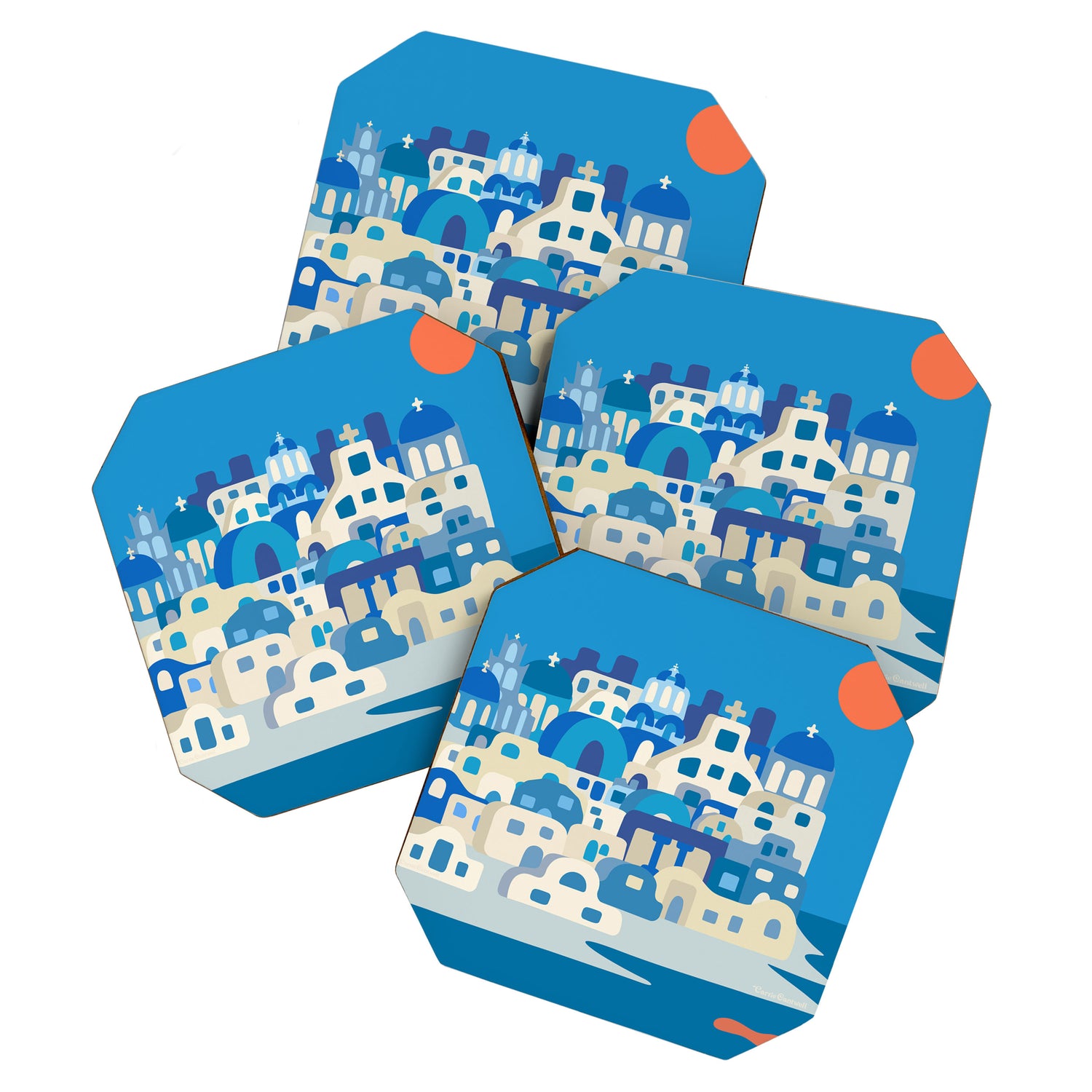 Sunny Santorini Coaster Gallery Image 1