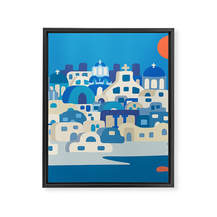 Sunny Santorini Framed Canvas Print Gallery Image 1