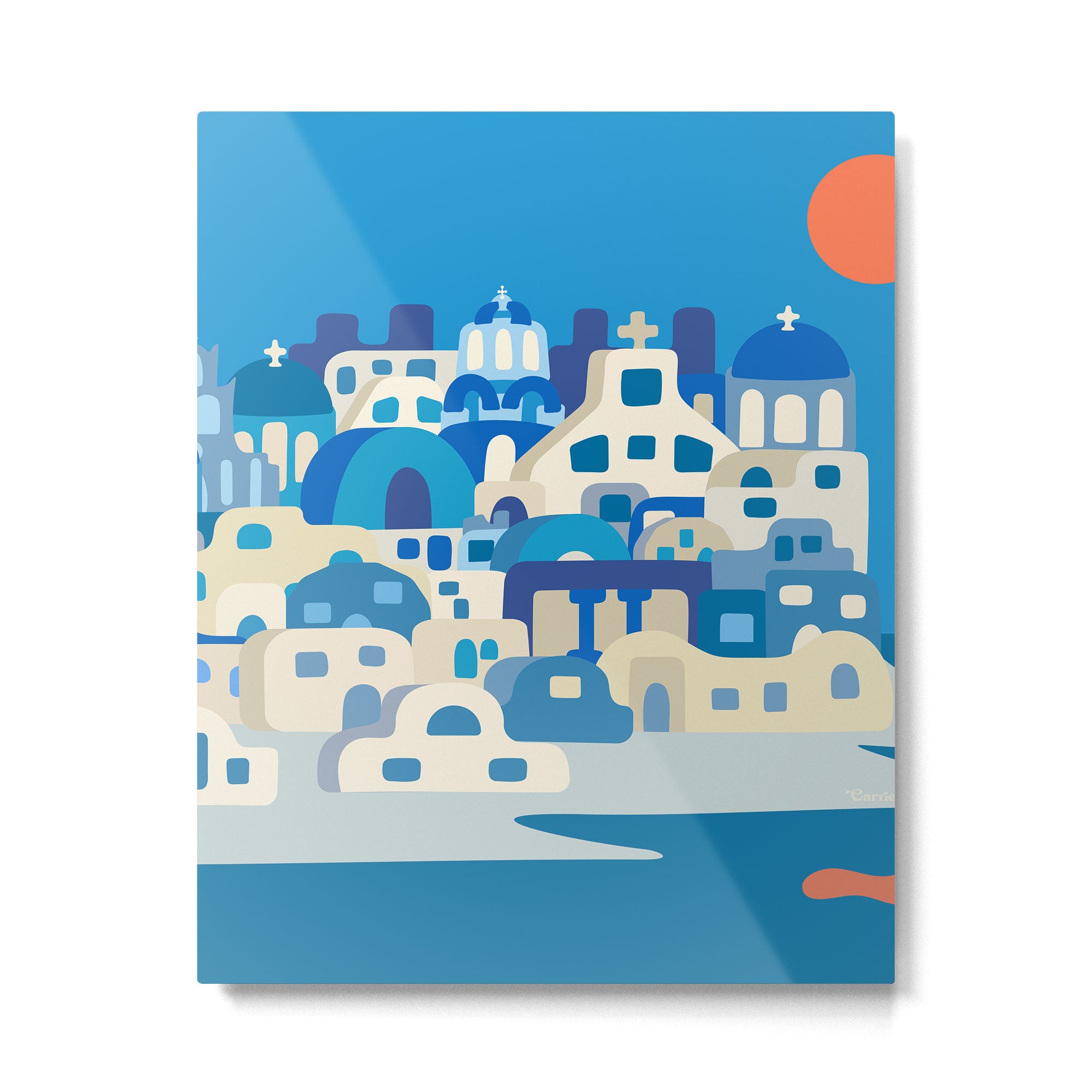 Sunny Santorini Metal Print Gallery Image 6