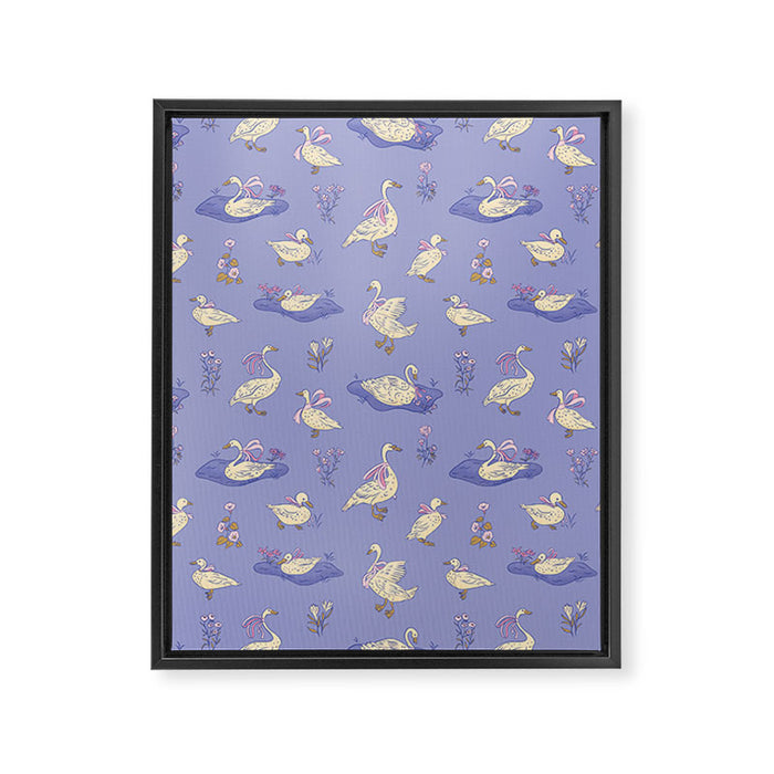 Swans With Bows - Ducks And Flowers Framed Canvas Print Gallery Image 1