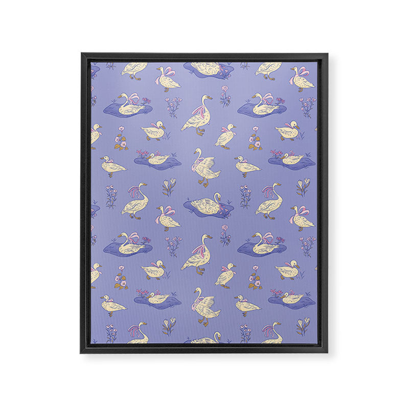 Swans With Bows - Ducks And Flowers Framed Canvas Print Gallery Image 8