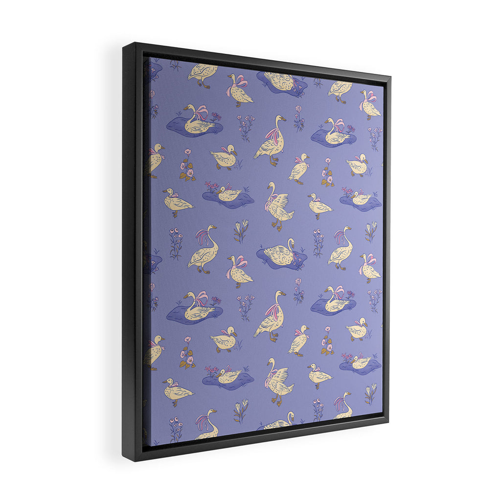 Swans With Bows - Ducks And Flowers Framed Canvas Print Gallery Image 2