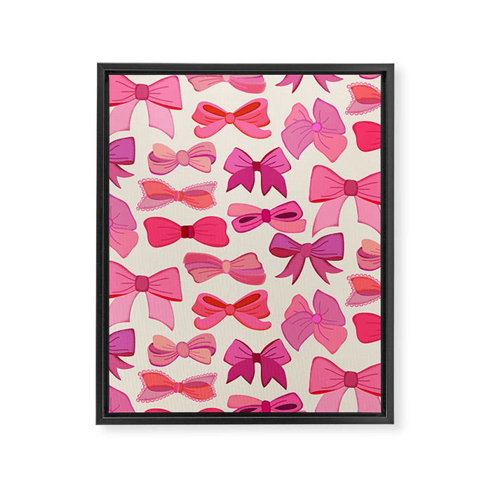 Vintage Pink Bows Framed Canvas Print Gallery Image 1