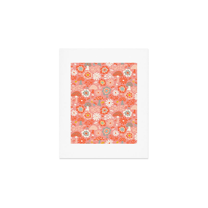 Wild Woodland Floral Mushrooms Art Print Gallery Image 1