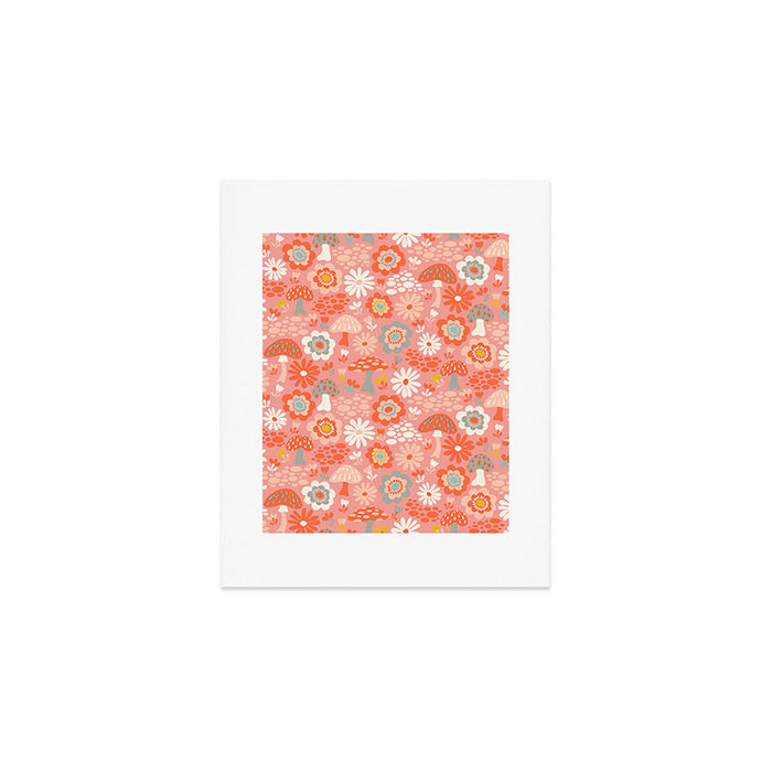 Wild Woodland Floral Mushrooms Art Print Gallery Image 1