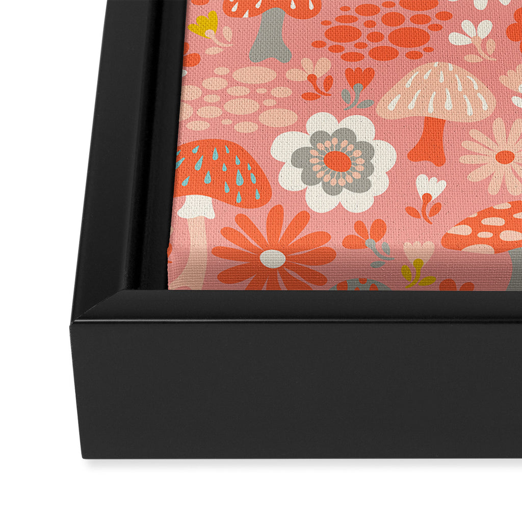 Wild Woodland Floral Mushrooms Framed Canvas Print Gallery Image 3