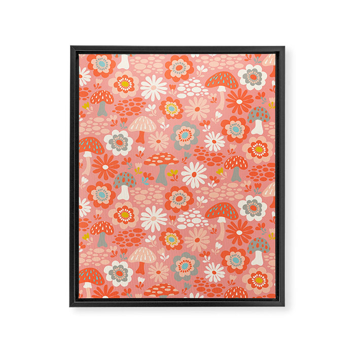 Wild Woodland Floral Mushrooms Framed Canvas Print Gallery Image 1