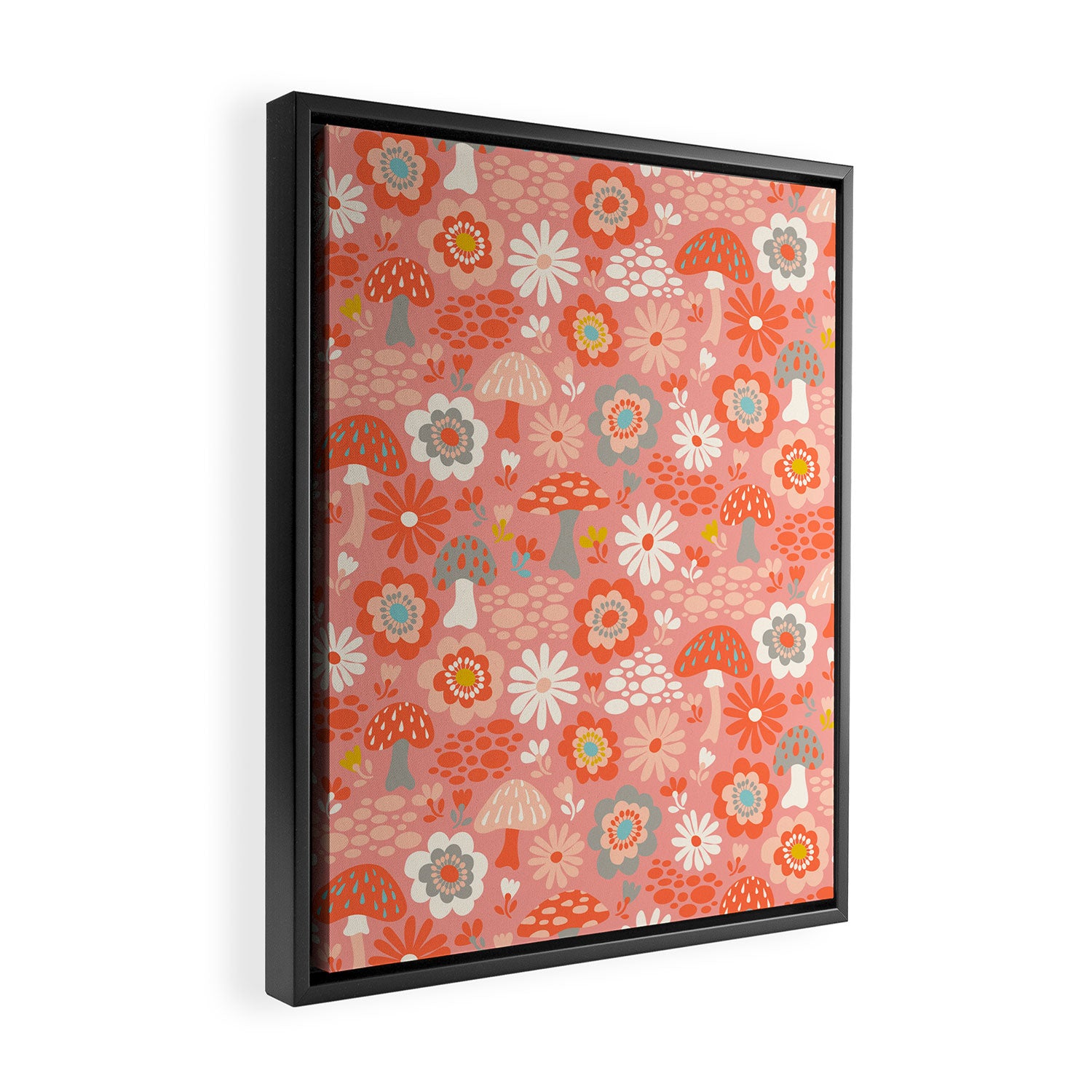 Wild Woodland Floral Mushrooms Framed Canvas Print Gallery Image 2