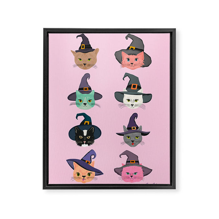 Witchy Kitties - Halloween Cats Framed Canvas Print Gallery Image 1