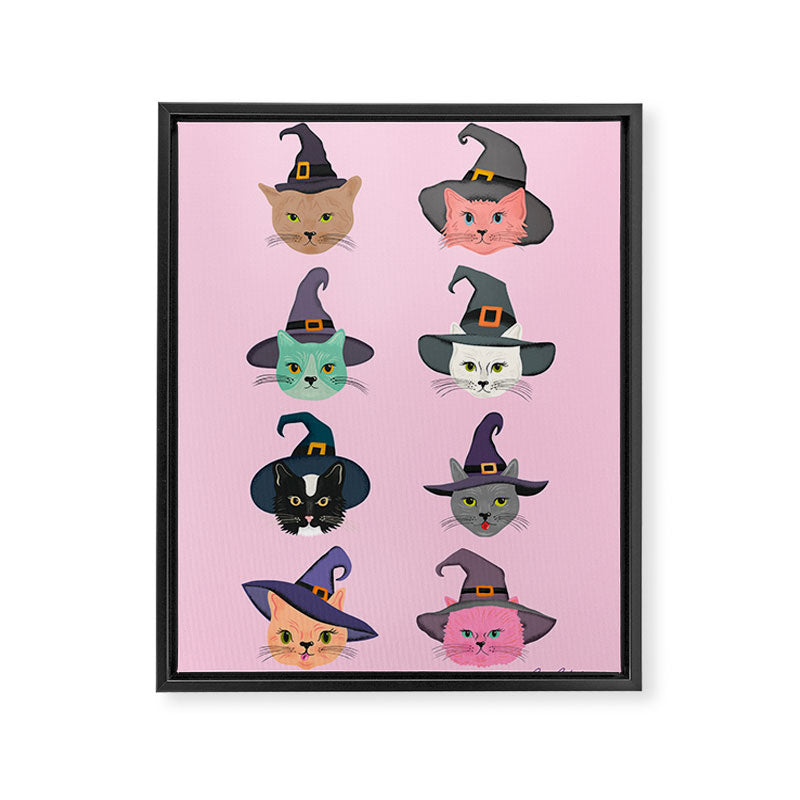 Witchy Kitties - Halloween Cats Framed Canvas Print Gallery Image 6