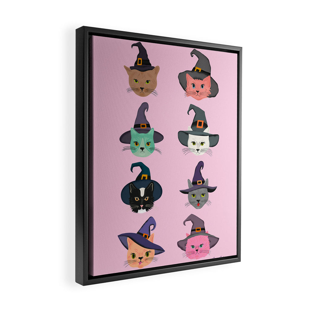 Witchy Kitties - Halloween Cats Framed Canvas Print Gallery Image 2