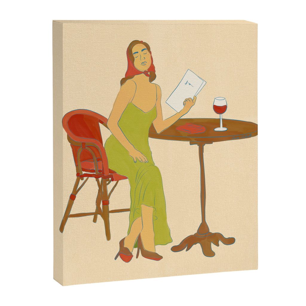 Woman at a Cafe in Rome Canvas Print Gallery Image 8