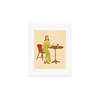 Woman at a Cafe in Rome Art Print Gallery Image 1