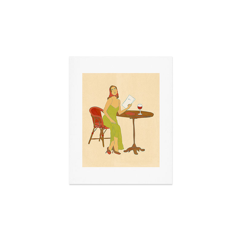 Woman at a Cafe in Rome Art Print Gallery Image 1