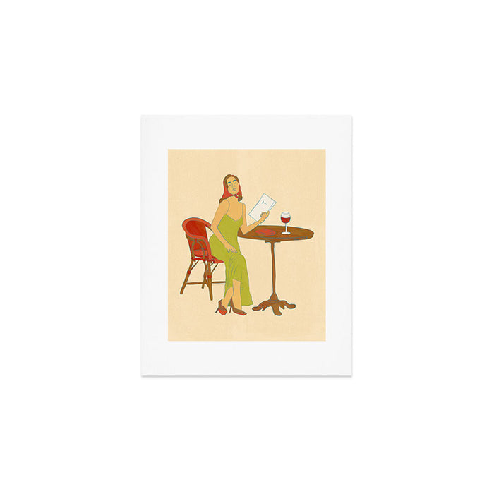 Woman at a Cafe in Rome Art Print Gallery Image 1