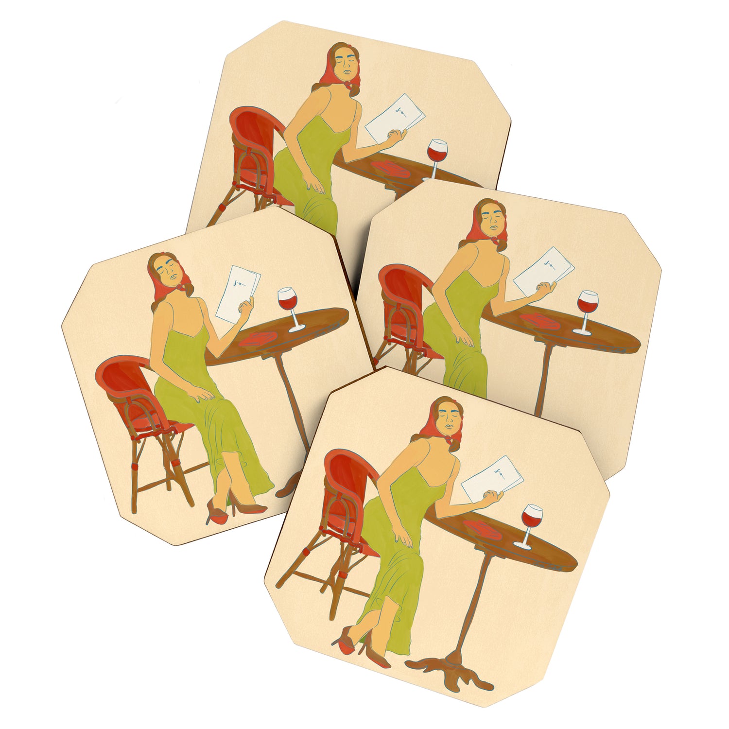 Woman at a Cafe in Rome Coaster Gallery Image 1