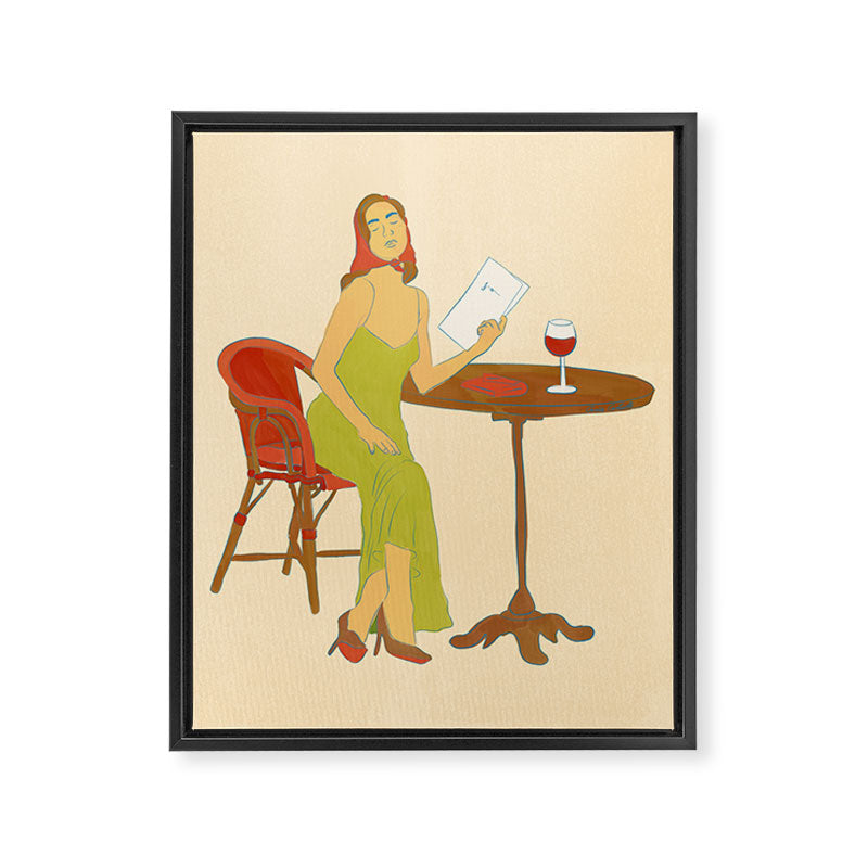 Woman at a Cafe in Rome Framed Canvas Print Gallery Image 8