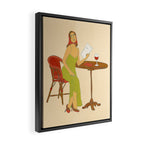 Woman at a Cafe in Rome Framed Canvas Print Gallery Image 2