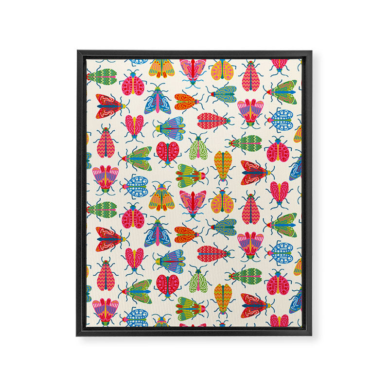 Wonderful Winged Insects - Colorful Retro Bugs Framed Canvas Print Gallery Image 8