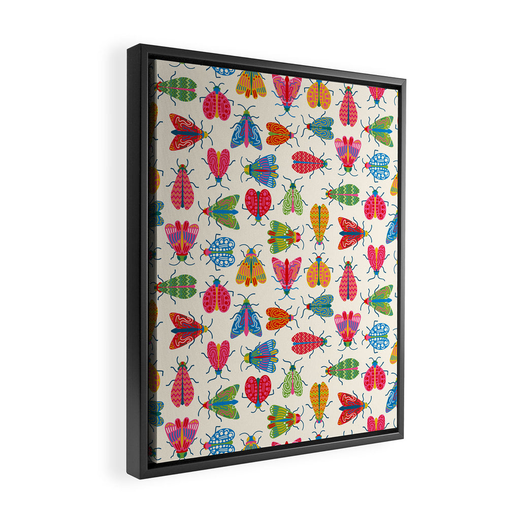 Wonderful Winged Insects - Colorful Retro Bugs Framed Canvas Print Gallery Image 2