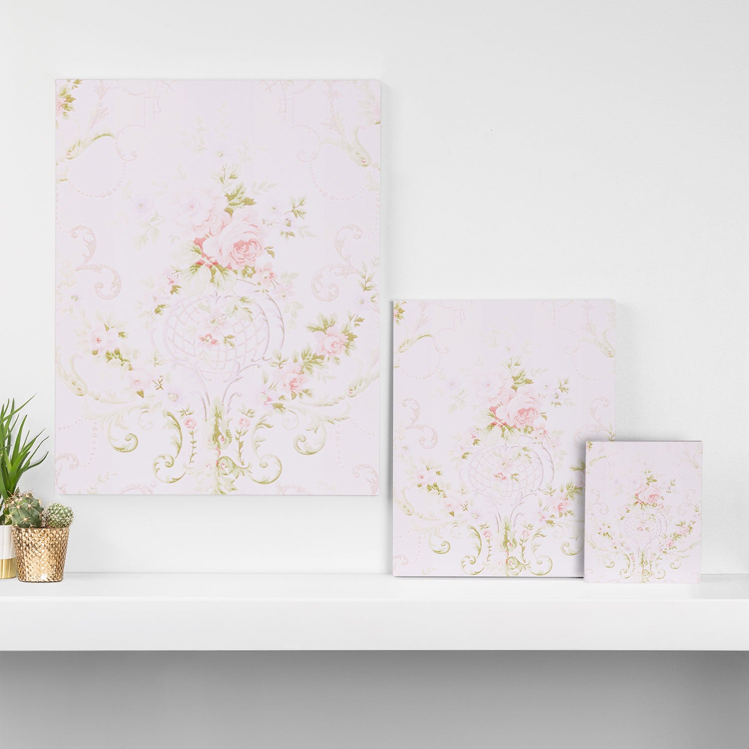 Parisian Shabby Chic Roses Vintage Wallpaper  Canvas Print Gallery Image 3