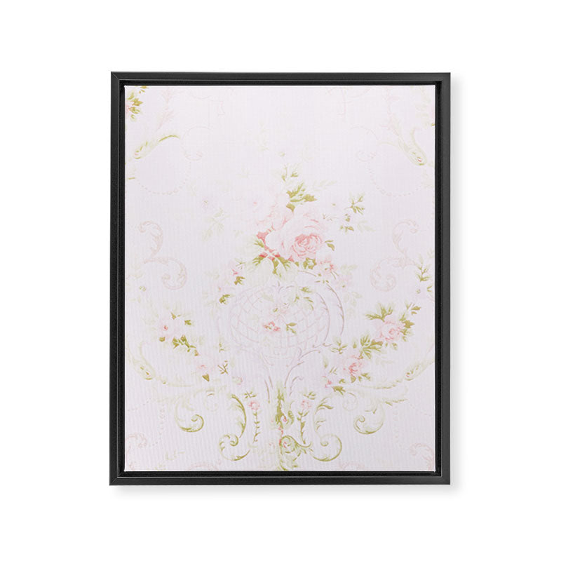 Parisian Shabby Chic Roses Vintage Wallpaper  Framed Canvas Print Gallery Image 3