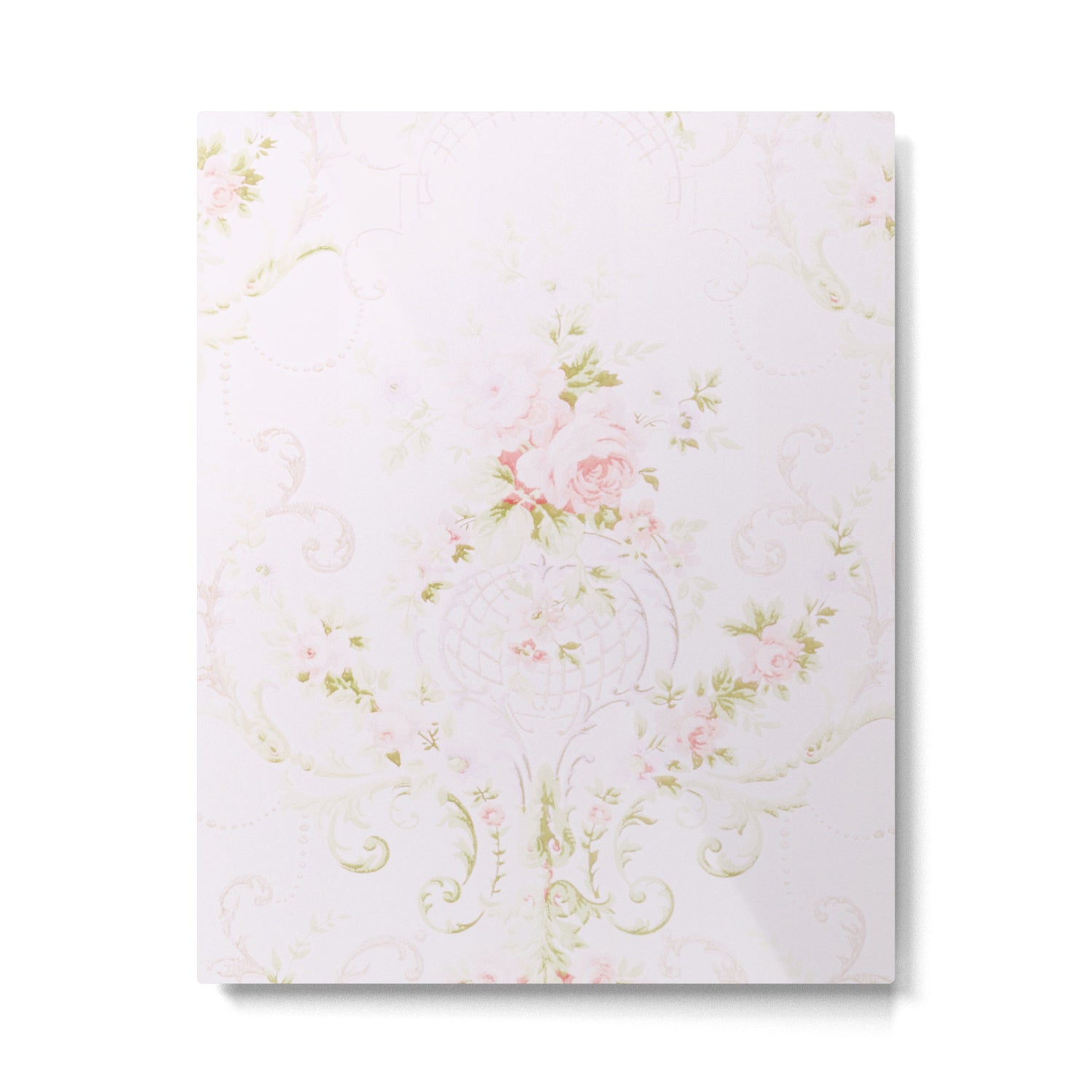 Parisian Shabby Chic Roses Vintage Wallpaper  Metal Print Gallery Image 6