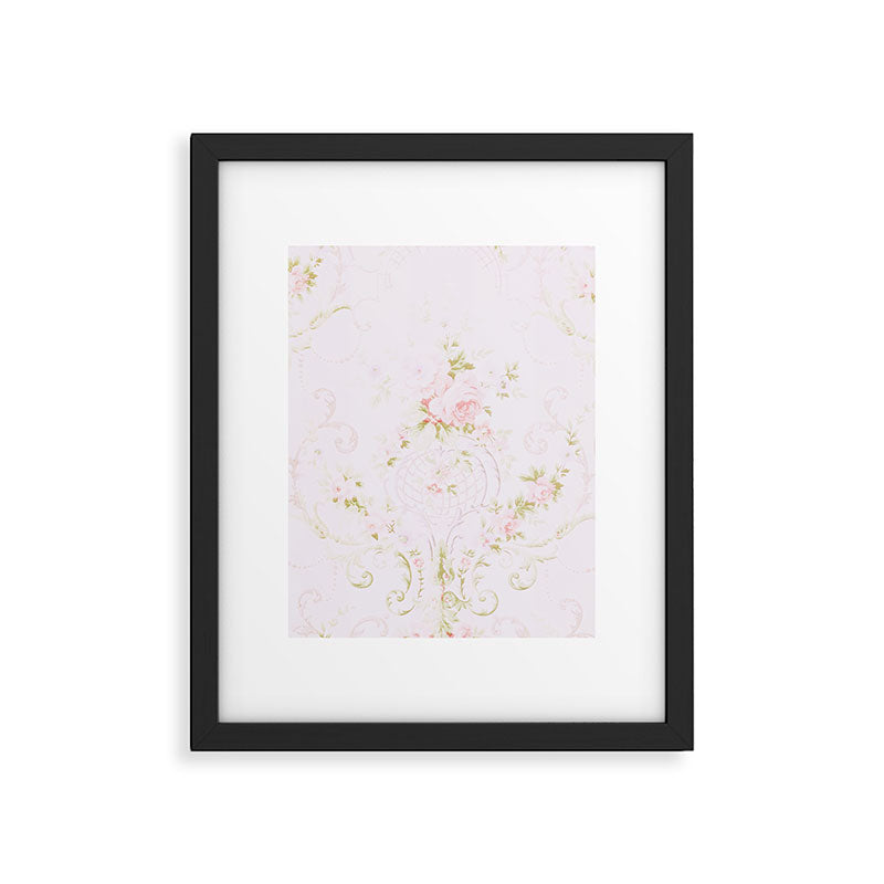 Parisian Shabby Chic Roses Vintage Wallpaper  Framed Art Print Gallery Image 6
