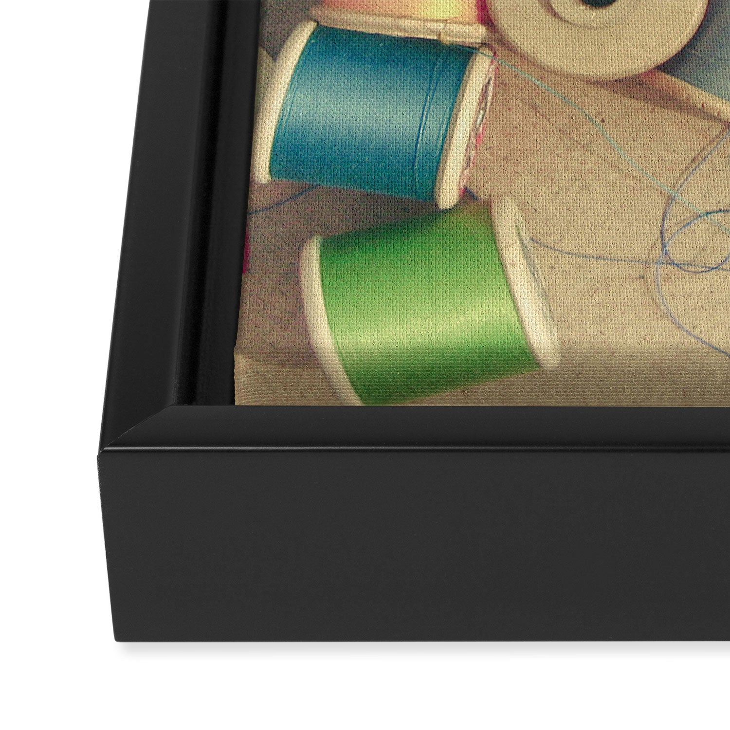 Cotton Reels Framed Canvas Print Gallery Image 3