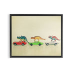 Dinosaurs Ride Cars Framed Canvas Print Gallery Image 2
