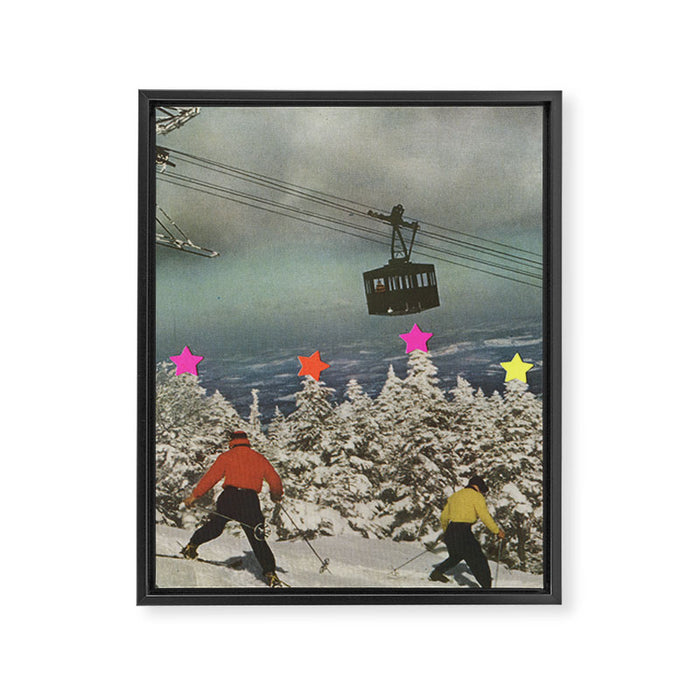 Drunk Skiing Framed Canvas Print Gallery Image 1