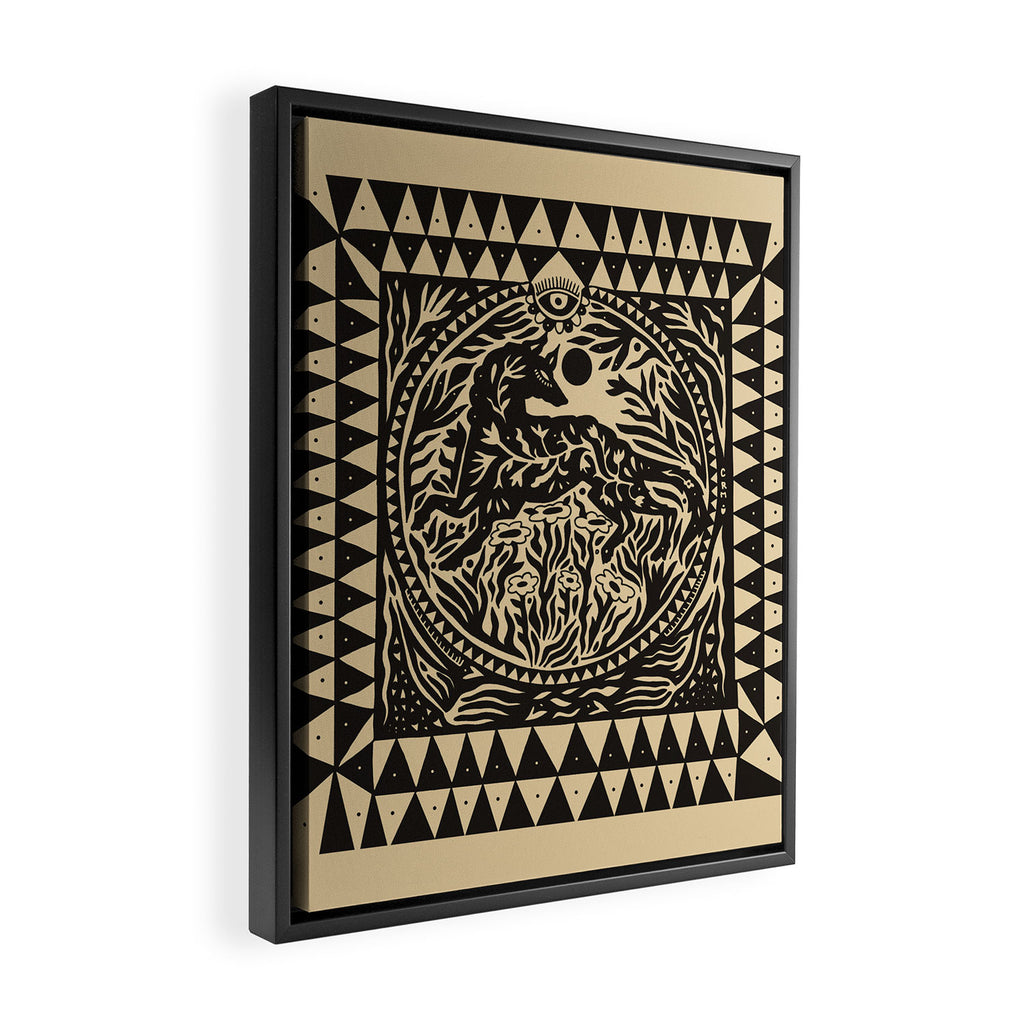 Botanical Wolf Framed Canvas Print Gallery Image 2