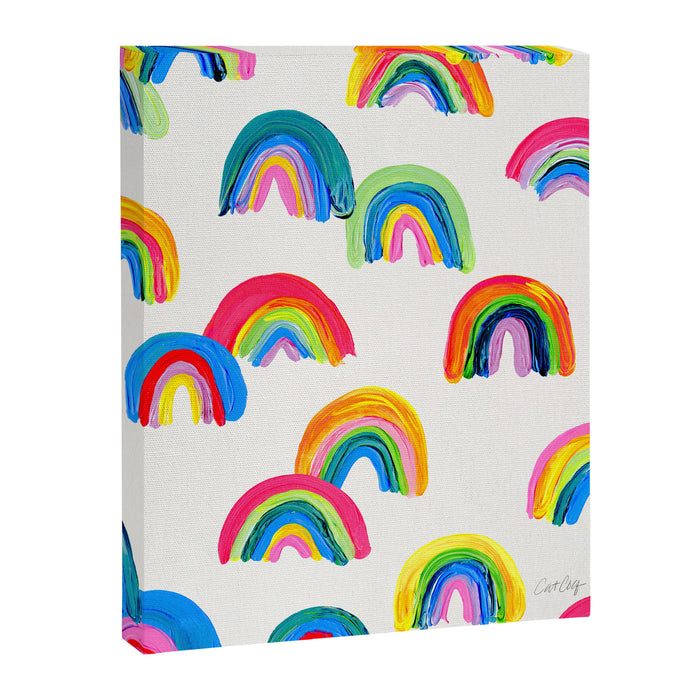 Abstract Rainbow Arcs - White Palette Canvas Print Gallery Image 1