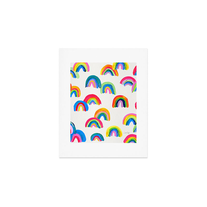 Abstract Rainbow Arcs - White Palette Art Print Gallery Image 1